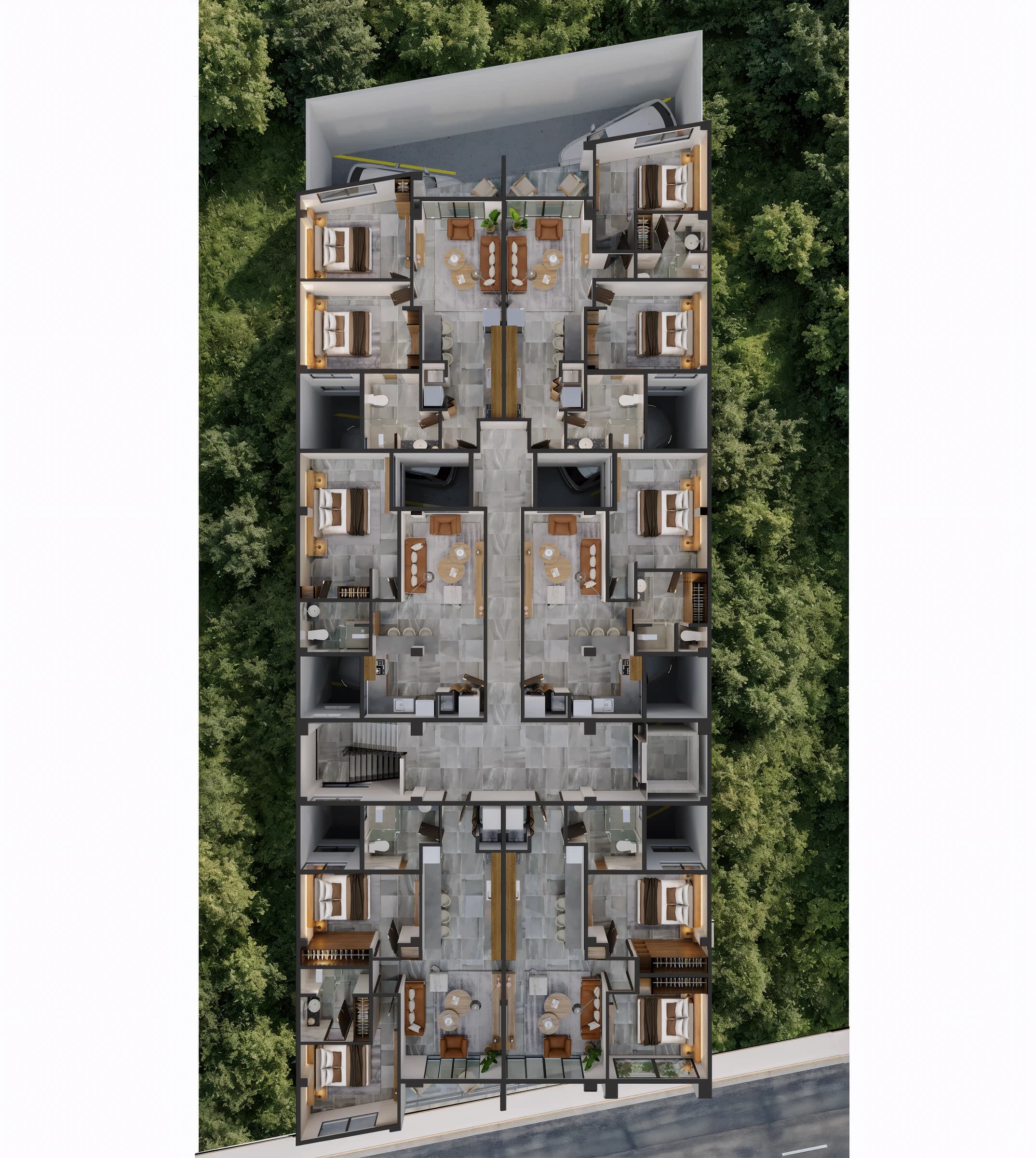 Distribucion de modelos de departamentos en Distrito 77